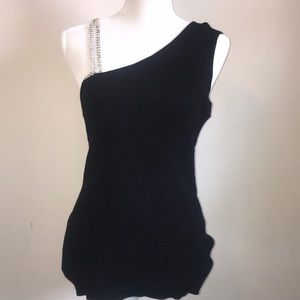Black one sided sleeveless top